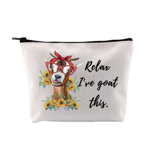 G2TUP Goat Cosmetic Bag Goats Makeup Zipper Pouch Bag Relax I've Goat This Goat Lover Gift For Farmer (Goat This) G2TUP Goat Cosmetic Bag Goats Makeup Zipper Pouch Bag Relax I've Goat This Goat Lover Gift For Farmer (Goat This)