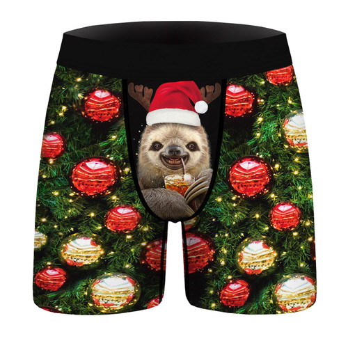abandi Men's Boxer Briefs, Novelty Christmas Brief Underpants Hilarious Gag Gifts for Men, Santa's Hat Size M