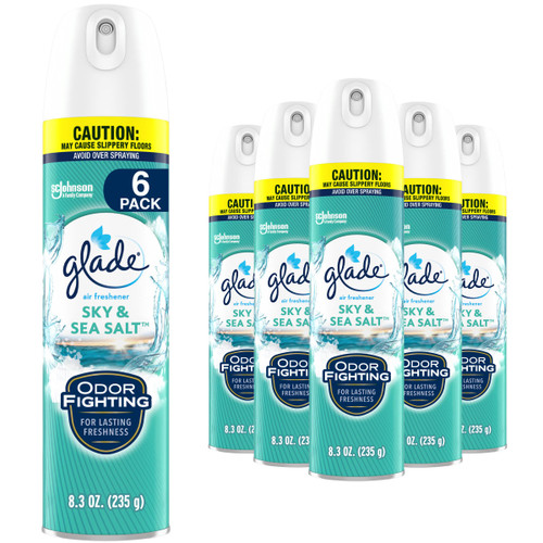 Glade Air Freshener Odor Fighting Room Spray, Sky & Sea Salt, 8.3 Oz, 6 Count