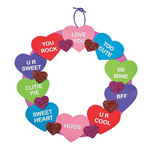 Foam Conversation Heart Wreath Craft Kit -12 - Crafts for Kids and Fun Home Activities