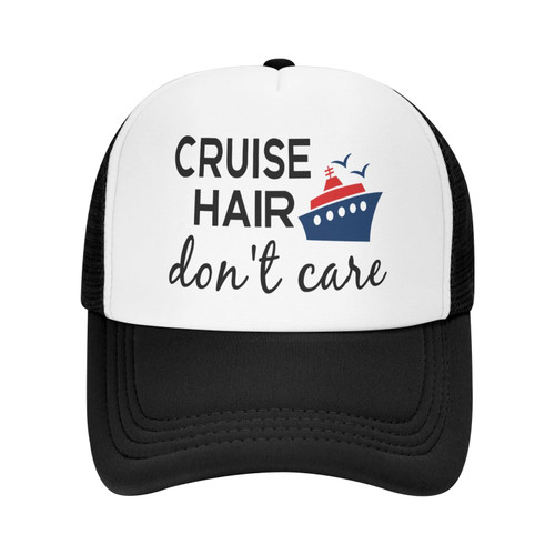 Yipaidel Women's Cruise Hair Don't Care Mesh Trucker Hat, Adjustable Snapback Baseball Cap for Mom and Dad Black