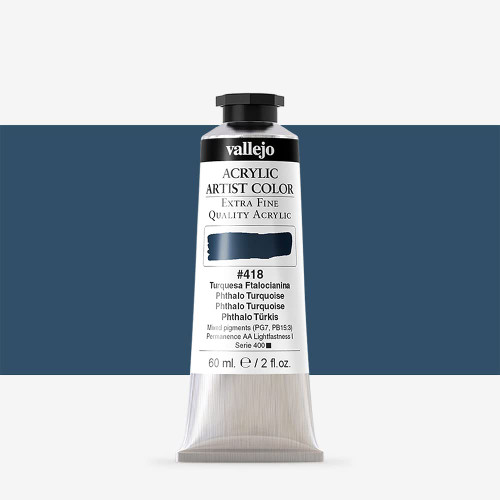 Vallejo : Artist Acrylic Paint : 60ml : Phthalo Turquoise