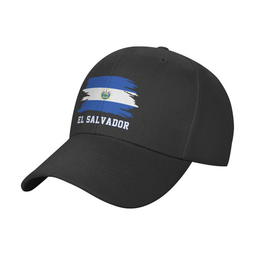 KAOWUIEF El Salvador Flag Salvadoran Cool Fans Baseball Cap Adjustable Unisex Black Patriotic Dad Trucker Hat