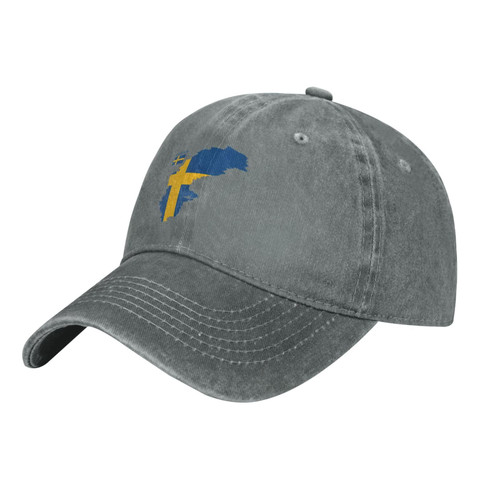 wikjxiz Sweden-Flag-Swedish Vintage Baseball Cap Mens/Womens Adjustable Dad Hats Washed Denim Cowboy Hat Gray