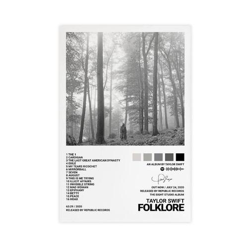 Taylor Poster for Walls, Folklore Album Cover Posters Wall Decor Art Print Canvas Posters for Room Aesthetic Unframe:12x18inch(30x45cm) Taylor Poster for Walls, Folklore Album Cover Posters Wall Decor Art Print Canvas Posters for Room Aesthetic Unframe:12x18inch(30x45cm)