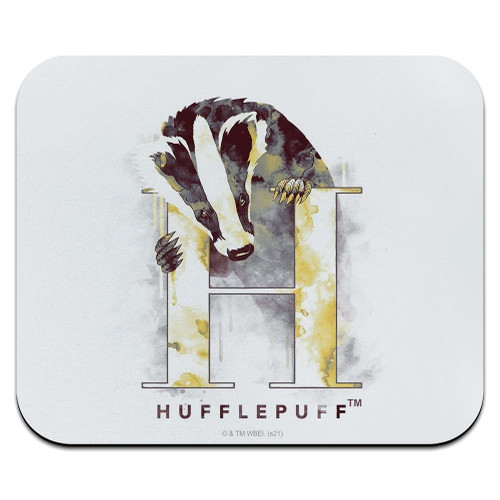 Harry Potter Hufflepuff Watercolor Crest Low Profile Thin Mouse Pad Mousepad