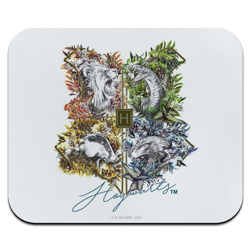Harry Potter Utilitarian Floral Crest Low Profile Thin Rubber Mouse Pad Mousepad