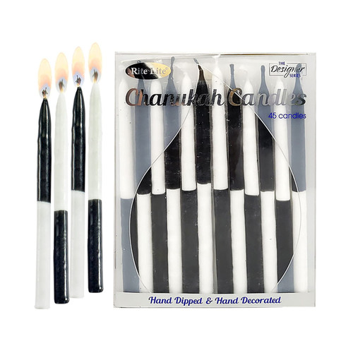 Rite Lite Natural Chanukah Candles, Pack of 45 Candles, Hanukkah Candles Bulk, Two Tone Hanukkah Candles for Menorah (Black & White)