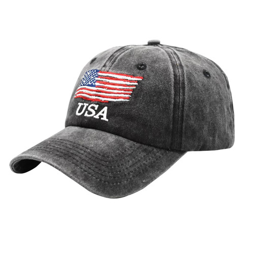 ZelkaWang Embroidered American Flag hat USA Baseball Cap USA Trucker hat for Men Women Teens Patriotic dad hat America hat (American Flag Black)
