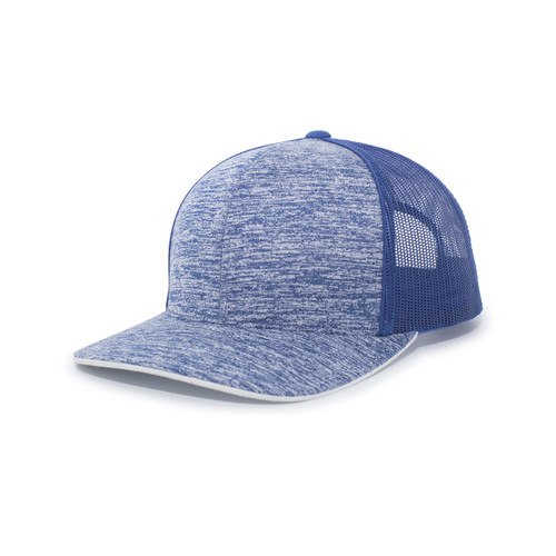 Pacific Headwear Standard Aggressive Heather Trucker Snapback Cap, Royal/Royal