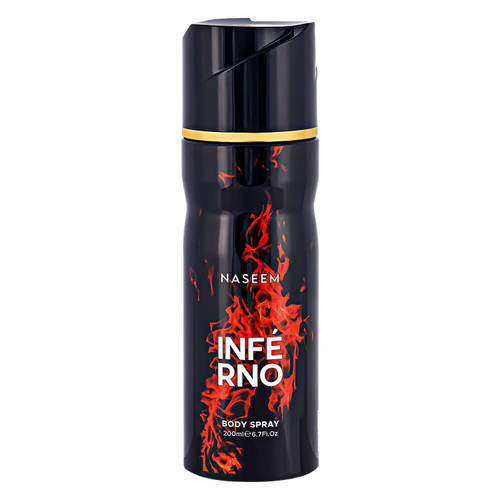 Naseem Inferno Alcohol Free Body Spray with Woody Spicy Scent Men's Fragrances 6.8 Fl Oz