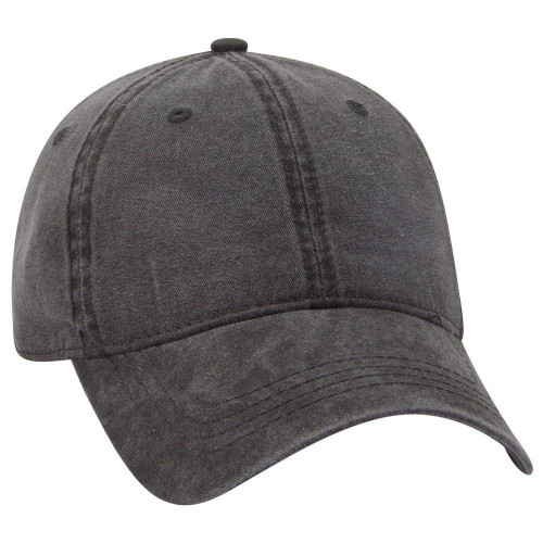 Otto 6 Panel Low Profile Garment Washed Pigment Dyed Baseball Cap - Black OSFM