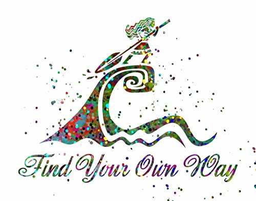 ArtDash Pop Art Print: Watercolor Splatter Hawaii PRINCESS MOANA w/ Inspirational Quote (8"?0" print)