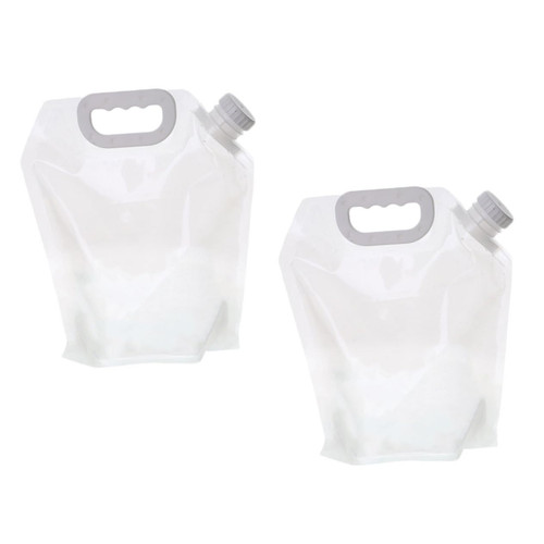 Gogogmee 2pcs foldable water bag sports water bottles protable Water Bag folding water containers Outdoor Water Bag camping water can water vessel High capacity white pe material travel