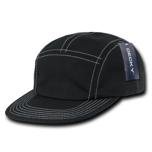 DECKY Contra Stitch 5 Panel Racer Cap, Black