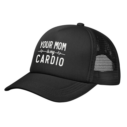 wikjxiz Your Mom is My Cardio Men/Women Adjustable Mesh Hat Dad Hats Funny Baseball Cap Outdoor Sports Caps Black