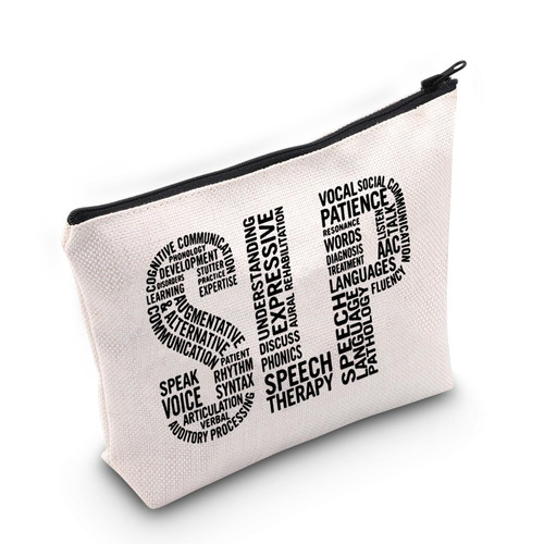 PWHAOO Speech Language Pathologist Gift SLP Makeup Bag Speech Therapy Cosmetic Bag SLP Teacher Appreciation Gift (SLP M)