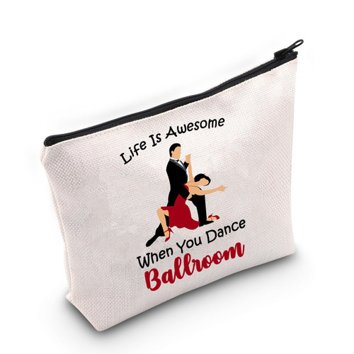 PWHAOO Ballroom Dance Lover Gift Life Is Awesome When You Dance Ballroom Makeup Bag Tango Dancer Cosmetic Bag Ballroom Dancer Gift (When You Dance Ballroom M)