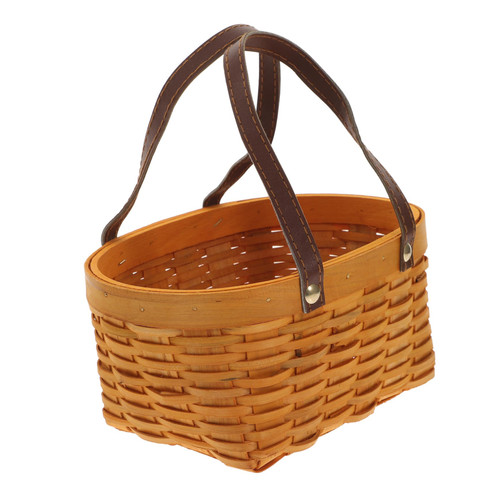 JOINPAYA Woven Flower Basket Woven Baskets Woven Storage Basket Mini Picnic Basket Rustic Flower Girl Baskets Mini Woven Picnic Baskets Wicker Picnic Baskets Wooden Basket Hand Woven Basket