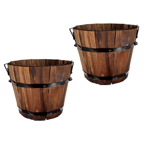 VINTORKY 2pcs Flowerpot Wooden Planter Boxes Rustic Succulent Planter Barrel Flower Pots Bucket Planter Round Planters Rustic Wood Flower Planters Pots Bucket Basin Carbonized Wood Outdoor VINTORKY 2pcs Flowerpot Wooden Planter Boxes Rustic Succulent Planter Barrel Flower Pots Bucket Planter Round Planters Rustic Wood Flower Planters Pots Bucket Basin Carbonized Wood Outdoor