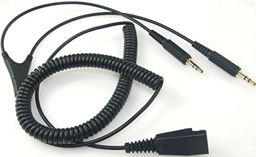 GN Netcom QD Cable PC/Computer Coiled Cord Quick Disconnect to Dual 3.5mm Plugs