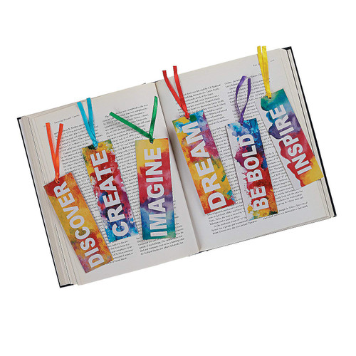 Laminated Rainbow Watercolor Bookmarks - 48 Pieces - Educational and Learning Activities for Kids