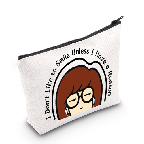 CMNIM Daria Merchandise Gift Daria Makeup Bag 90s Tv Show Merch for Fans I Don't Like To Smile Unless I Have a Reason (I Don't Like To Smile MB) CMNIM Daria Merchandise Gift Daria Makeup Bag 90s Tv Show Merch for Fans I Don't Like To Smile Unless I Have a Reason (I Don't Like To Smile MB)