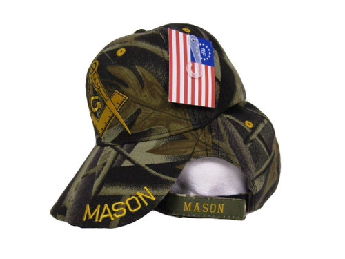 Camo Camouflage and Gold Mason Masons Freemason Masonic Lodge Ball Cap Hat Twill Camo Camouflage and Gold Mason Masons Freemason Masonic Lodge Ball Cap Hat Twill