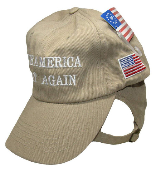 K's Novelties Make America Great Again USA Flag Khaki Washed Trump Embroidered Hat Cap K's Novelties Make America Great Again USA Flag Khaki Washed Trump Embroidered Hat Cap