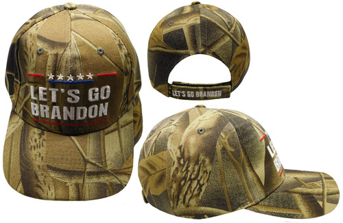 Let's Go Brandon Red Border 5 Stars Real Tree Camouflage Camo Acrylic Adjustable Embroidered Baseball Hat Cap