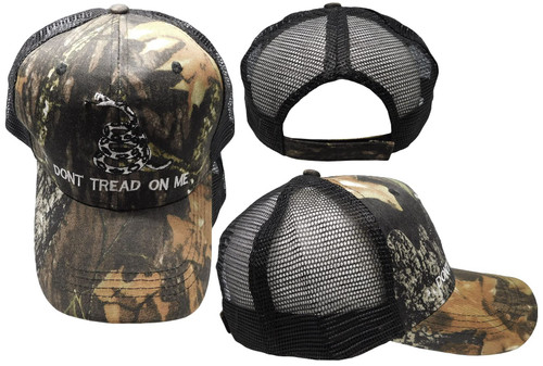 Trade Winds Gadsden Don't Tread On Me Trucker Style Mesh Back Camouflage Camo 100% Acrylic Adjustable Embroidered Cap Hat,Multi