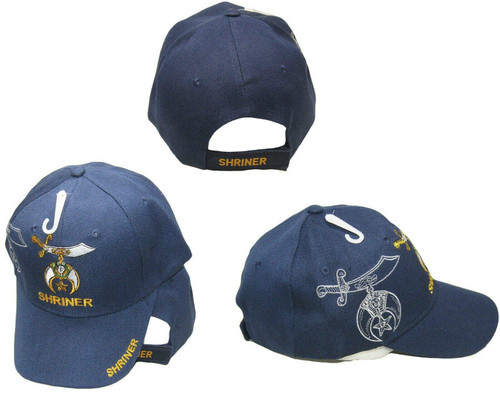 Trade Winds Shriner Emblem Navy Blue with Shadow Embroidered Cap Masonic Hat Trade Winds Shriner Emblem Navy Blue with Shadow Embroidered Cap Masonic Hat