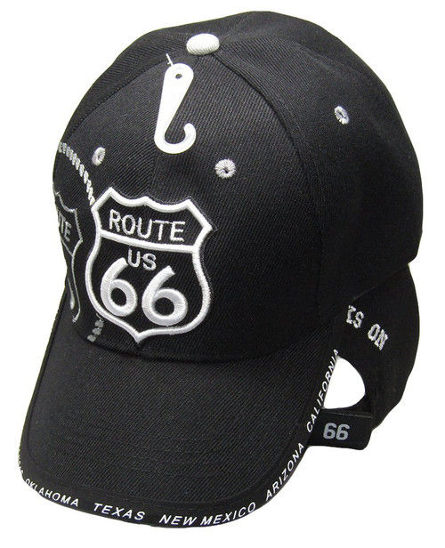AES Route 66 Rte 66 Get Your Kicks State Highway Black Embroidered Cap Hat (TW)