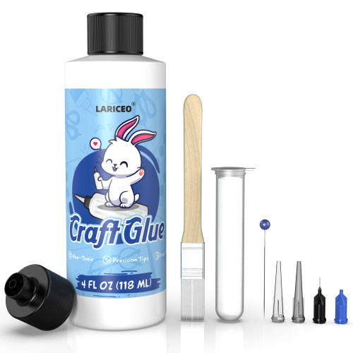 4oz Craft Glue & Precision Tips, Strong Tacky Glue, Craft Glue Bottles with Fine Tip, Craft Glue Quick Dry Clear, Fabric Glue Permanent for Paper Crafting Scrapbooking/Card Making/Etc