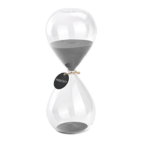 Hourglass Sand Timers - SWISSELITE Biloba Hourglass Sand Timer, 8.1 Inch Grey Sand Timer In 30 Mins