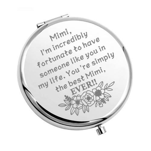 CHOORO Mimi Gift for Mother's Day Compact Makeup Mirror Grandmother Mimi Gift from Granddaughter Appreciation Gift for Best Mimi (Mimi-Ever M)