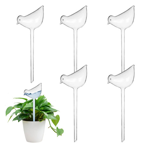 Automatic Plant Waterers, 5pcs Clear Bird Shaped Self-Watering Plant Watering Globes, Glass Plant Watering Bulbs, Plant Watering Devices for Indoor Outdoor Plants Flowers Automatic Plant Waterers, 5pcs Clear Bird Shaped Self-Watering Plant Watering Globes, Glass Plant Watering Bulbs, Plant Watering Devices for Indoor Outdoor Plants Flowers