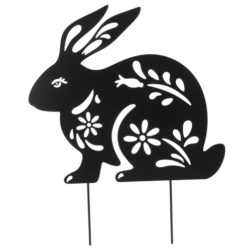 MERRYHAPY Rabbit Ground Plug Rabbit Garden Stakes Bunny Garden Statue Easter Bunny Decor Animals Lawn Stakes Bunny Garden Art Easter Bunny Garden Stake Signs Lawn Decor Iron Metal Ornaments