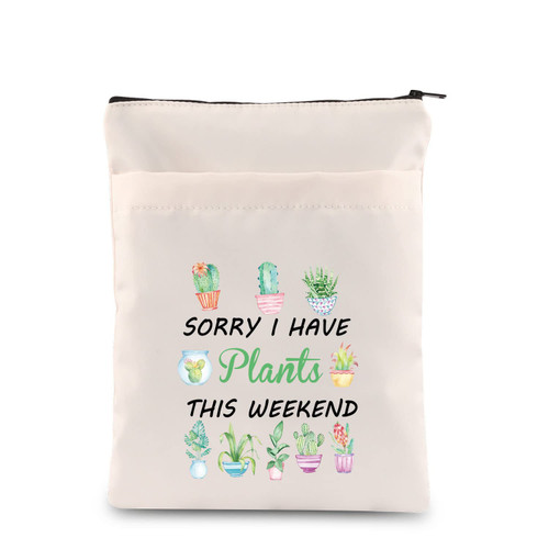 PLITI Plant Book Sleeve Plant Lover Gift Crazy Plant Lady Gift Sorry I Have Plants This Weekend Book Bag for Gardener (Plants Weekend BS)