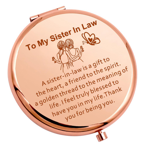 JNIAP Sister in Law Wedding Day Compact Mirror Birthday Sister in Law Gifts from Sister in Law Pocket Mirror Bestie Friendship Gift