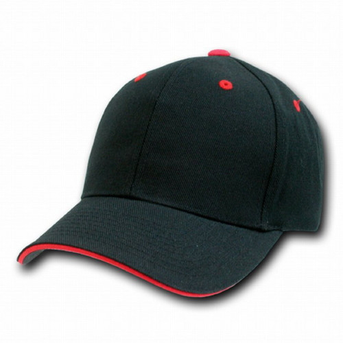 DECKY Orgianl Sandwich Visor Baseball Caps - Adjustable - Black/RED -