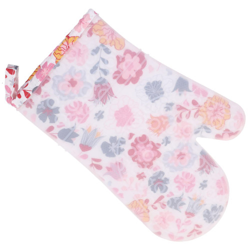 SHOWERORO Gloves Oven Mitts Silicone Oven Gloves Floral Oven Mitts Mittens Rubber Mittens Kitchen Mittens Silicone