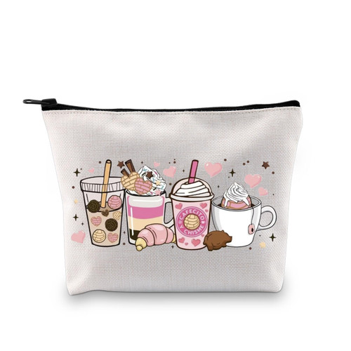 GJTIM Mexican Latina Coffee Theme Gift Cafecito Pan Dulce y Chisme Mexican Hispanic Pride Breakfast Makeup Bag for Coffee Lover (Cafecito y Bag)