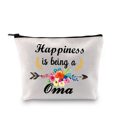 GJTIM Oma Gift Oma Makeup Bag Happiness Is Being a Oma Mother Day Gift Grandma Travel Cosmetic Bag from Grandchildren (Being A Oma Bag) GJTIM Oma Gift Oma Makeup Bag Happiness Is Being a Oma Mother Day Gift Grandma Travel Cosmetic Bag from Grandchildren (Being A Oma Bag)