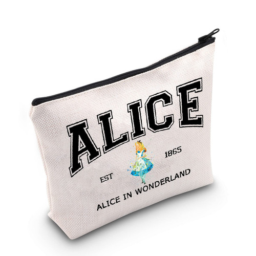 POFULL Alice Fairy Tales Gift Alice Lover Makeup Bag With Zipper For Friends Wonderland Theme Gift (Alice est Cosmetic Bag) POFULL Alice Fairy Tales Gift Alice Lover Makeup Bag With Zipper For Friends Wonderland Theme Gift (Alice est Cosmetic Bag)