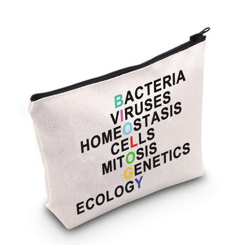 POFULL Biology Teacher Gift Biology Vocabulary Cosmetic Bag Biology Major Gifts (Bacteria Viruses Cosmetic Bag)