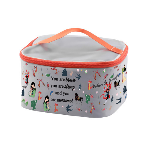 PXTIDY Mulan Inspired Cosmetic Case Mulan Fans Gift Cartoon Movie Merchandise Fairy Tale Princess Makeup Organizer Bag
