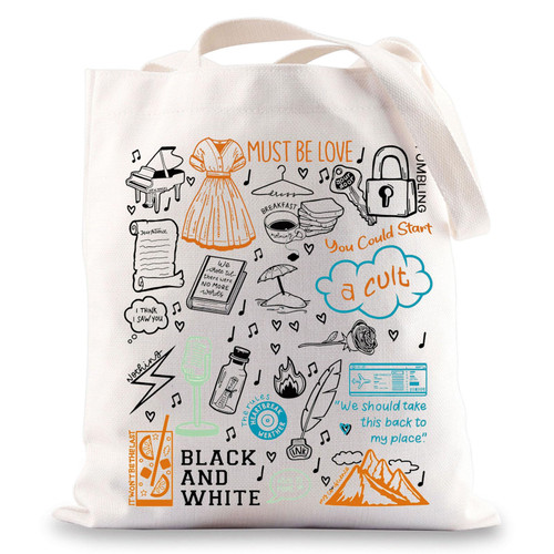 BWWKTOP Singer Lyrics Tote Bag Singer Album Gifts Song Lyrics Inspired Shoulder Bag Singer Merchandise (must be love)