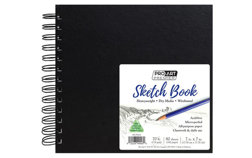 Pro Art Premium Sketch Book 7"x7" 80 Sheets, 70#, Wire, Sketch Book, Sketchbook, Drawing Pad, Sketch Pad, Drawing Paper, Art Book, Drawing Book, Art Paper, Sketchbook for Drawing