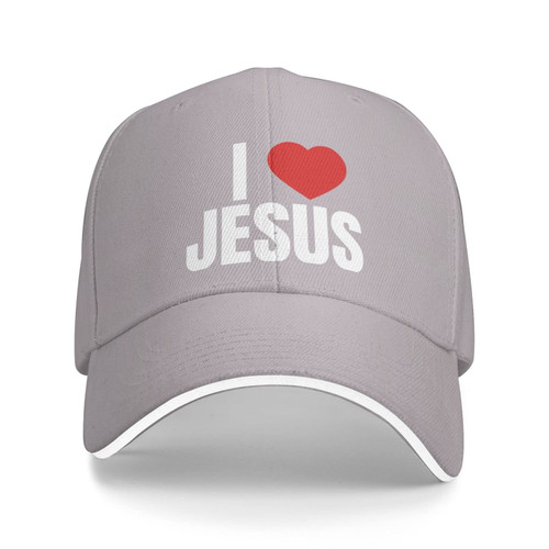 Kkaingg Hat I Love Jesus Christian Faith Baseball Cap Men Gifts Trucker Hat Women Sun Hat Dad Cap Fishing hat Gray